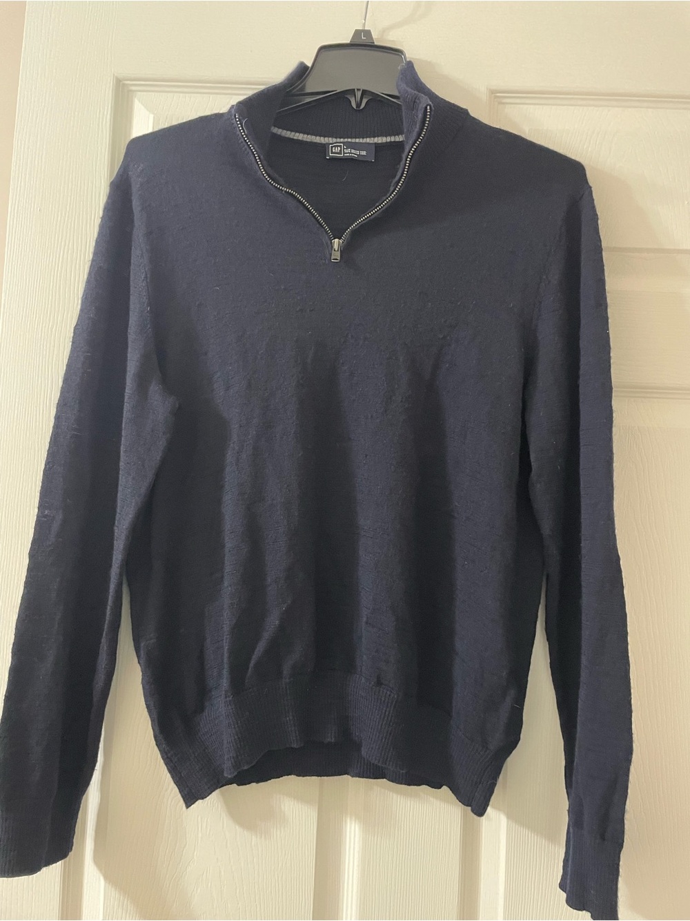 GAP Men's Navy merino wool Half-Zip Sweater